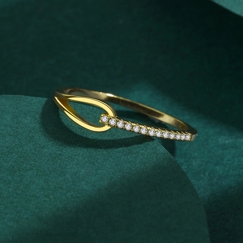 Gold Zircon Hollow Ring for Women