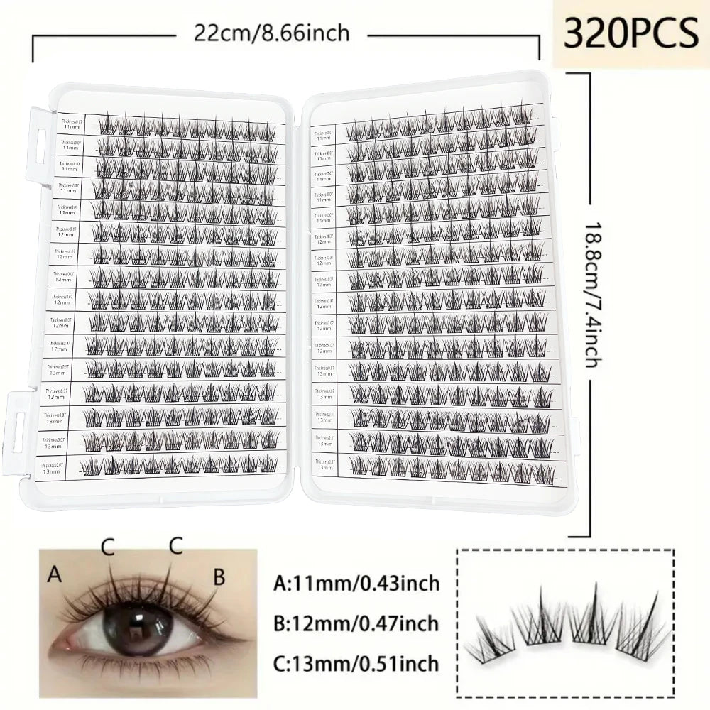 320 Pcs Eyelash Book – Cluster, Cross, and Fluffy Style Eyelash Extensions for Beginners