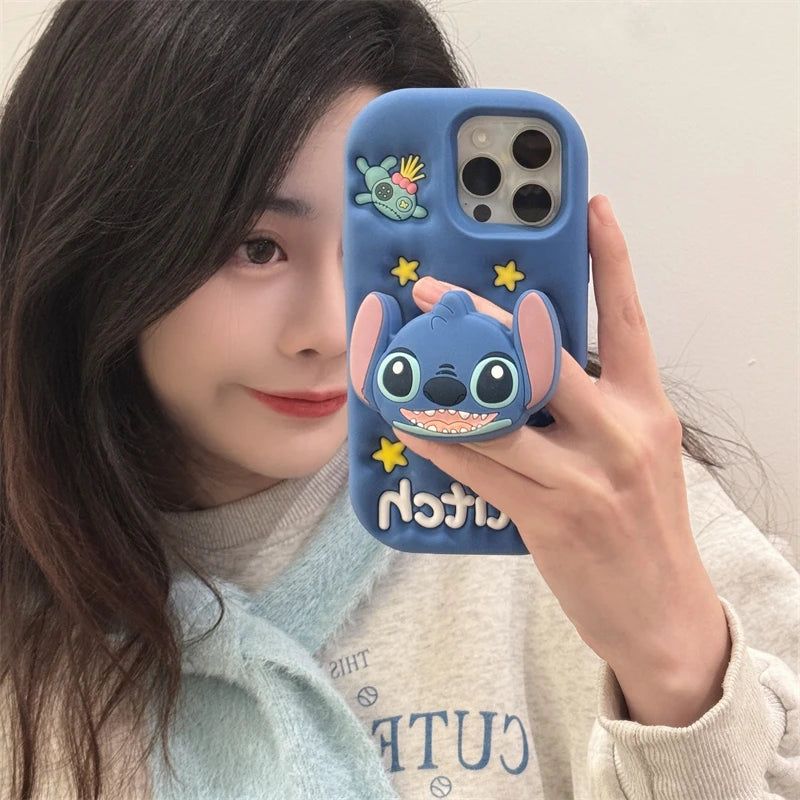 Cute 3D Stitch Cartoon Silicone Phone Case for iPhone Models