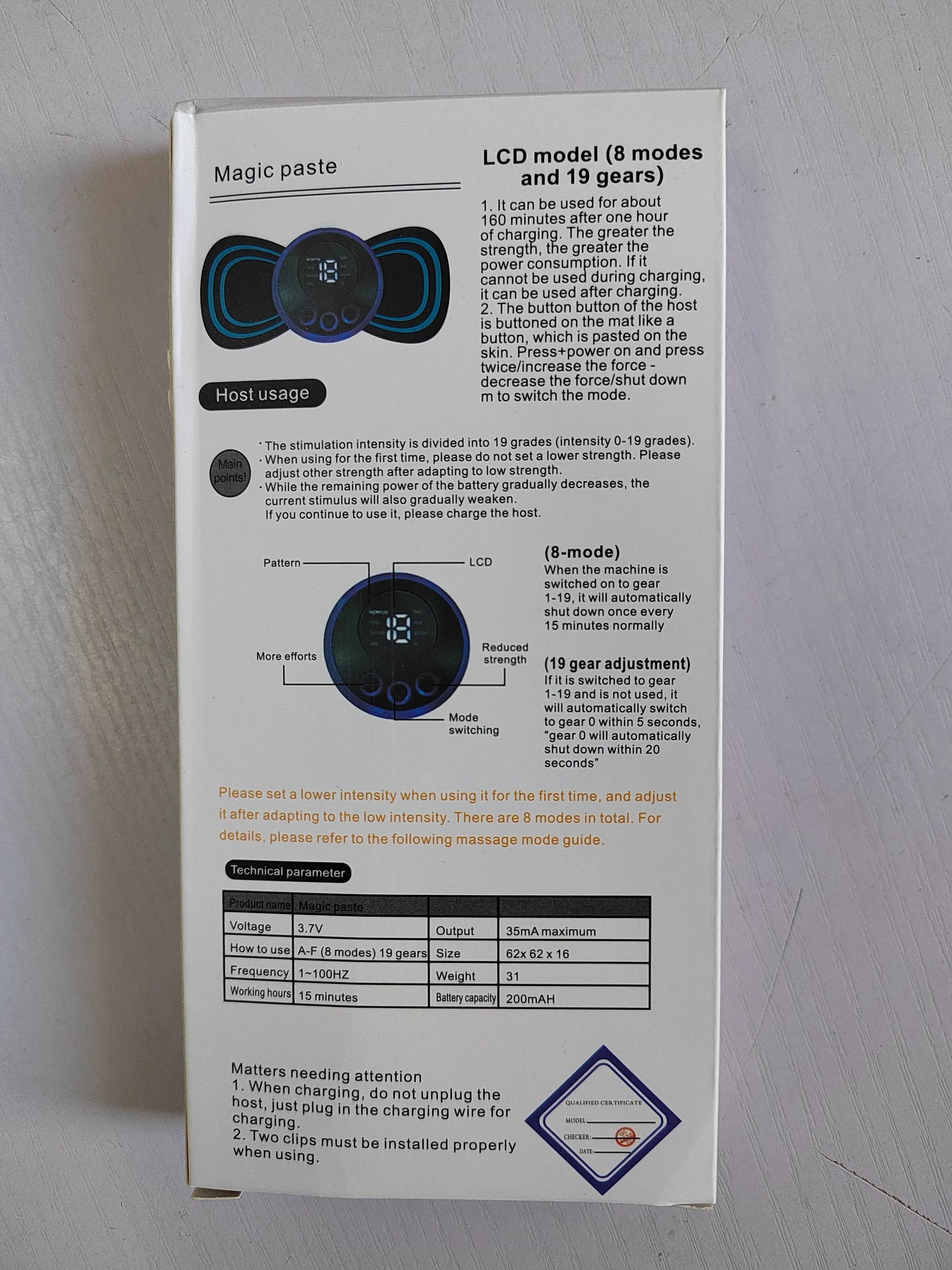 Mini Electric EMS Neck Massager – 8 Modes, 19 Intensity Levels for Pain Relief & Relaxation