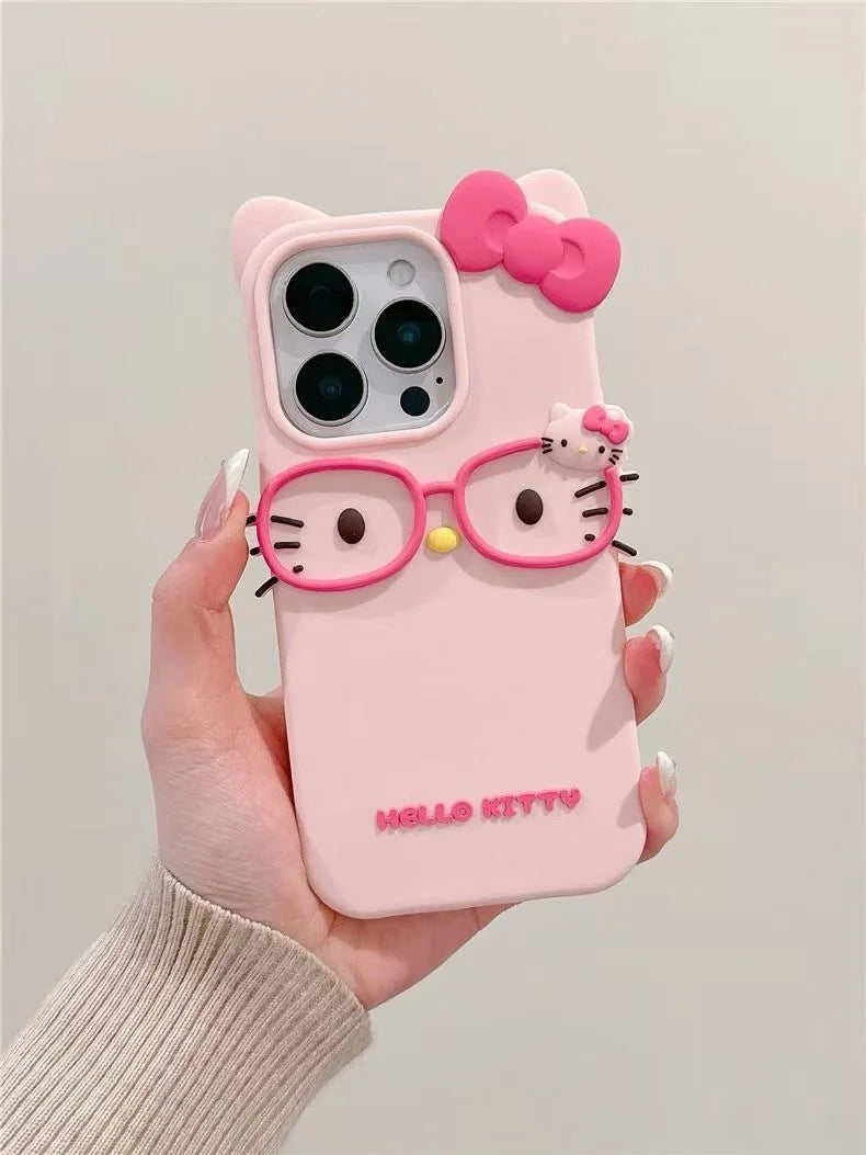 Glasses Cat Silicone Phone Case for iPhone Models