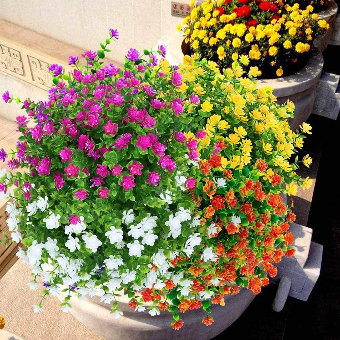 Artificial Flowers for Outdoor and Home Garden Decoration – UV Resistant Plastic Greenery Shrubs
