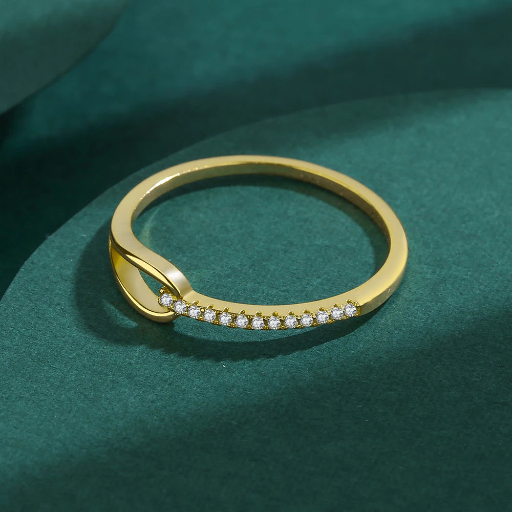 Gold Zircon Hollow Ring for Women