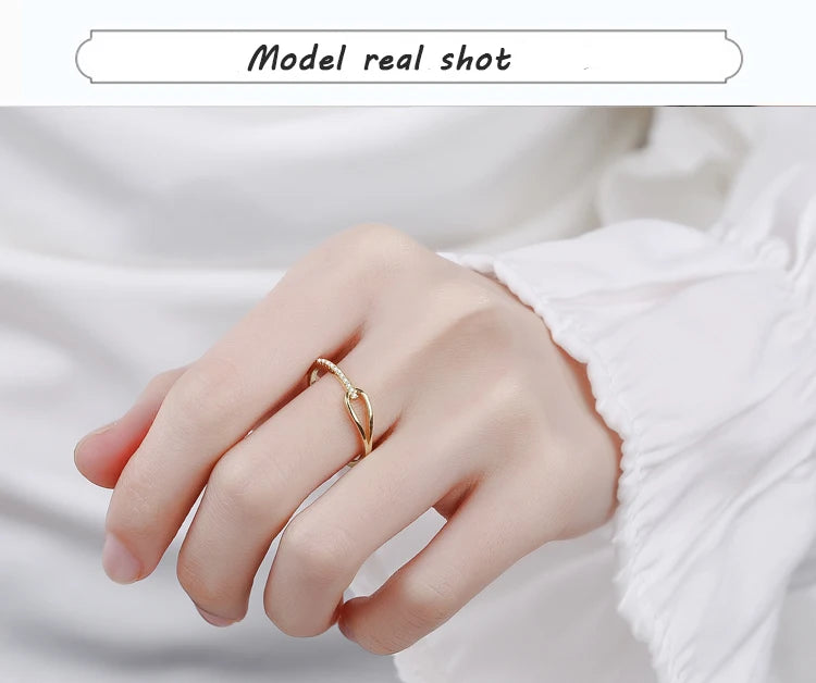 Gold Zircon Hollow Ring for Women