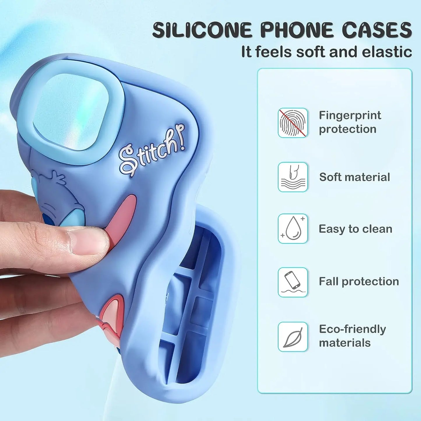 3D Cartoon Silicone Case with Keychain for iPhone – Cute Soft Shockproof Cover