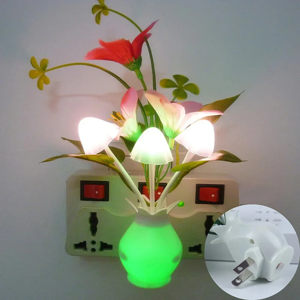 LED Rose Flower Night Light – Auto Sensor Mushroom Lamp for Cozy Home Decor