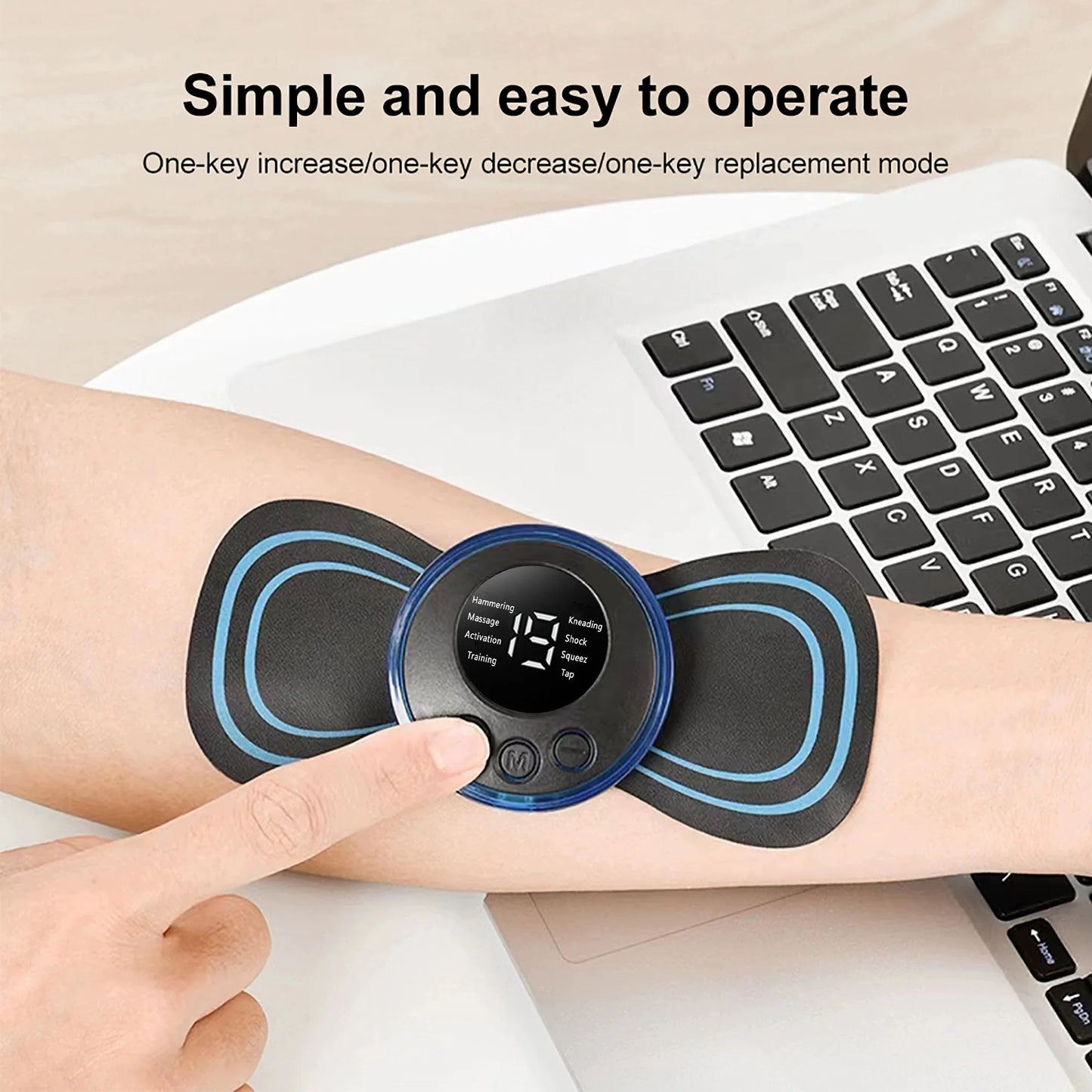 Mini Electric EMS Neck Massager – 8 Modes, 19 Intensity Levels for Pain Relief & Relaxation