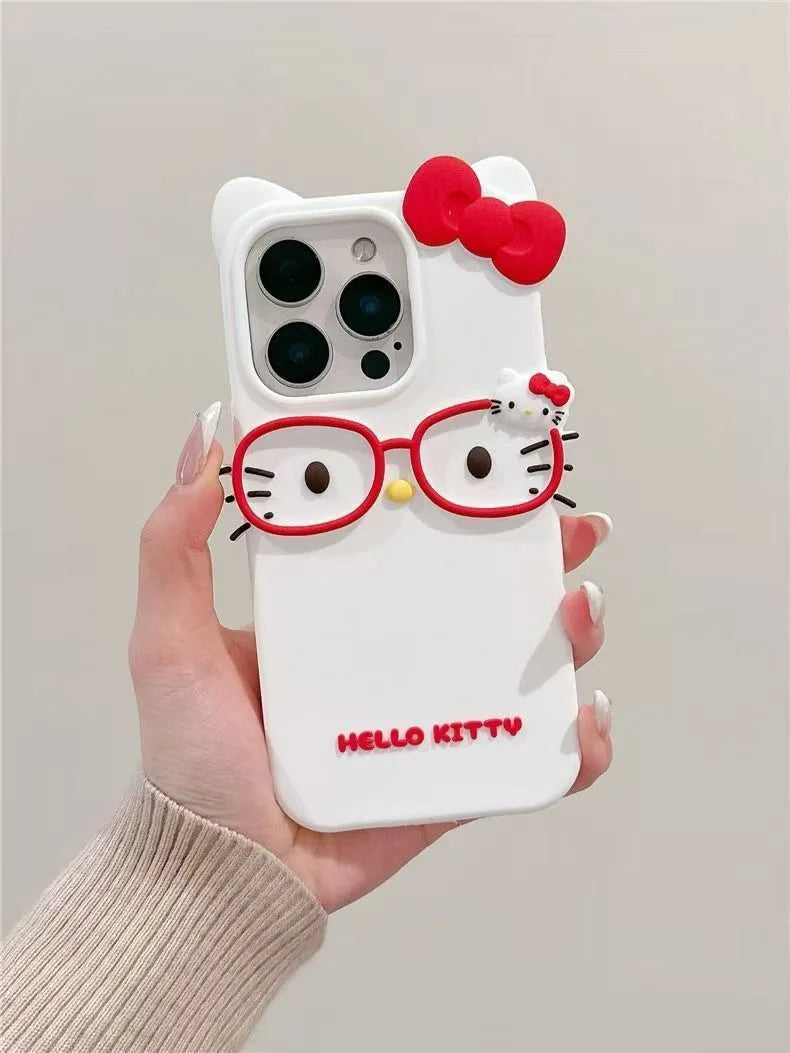 Glasses Cat Silicone Phone Case for iPhone Models
