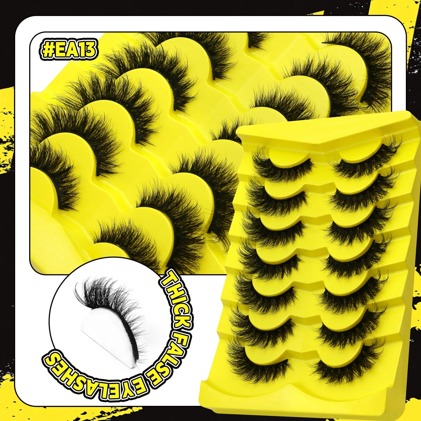 Cat Eye False Eyelashes – 5 Pairs Fluffy Full Strip Lashes