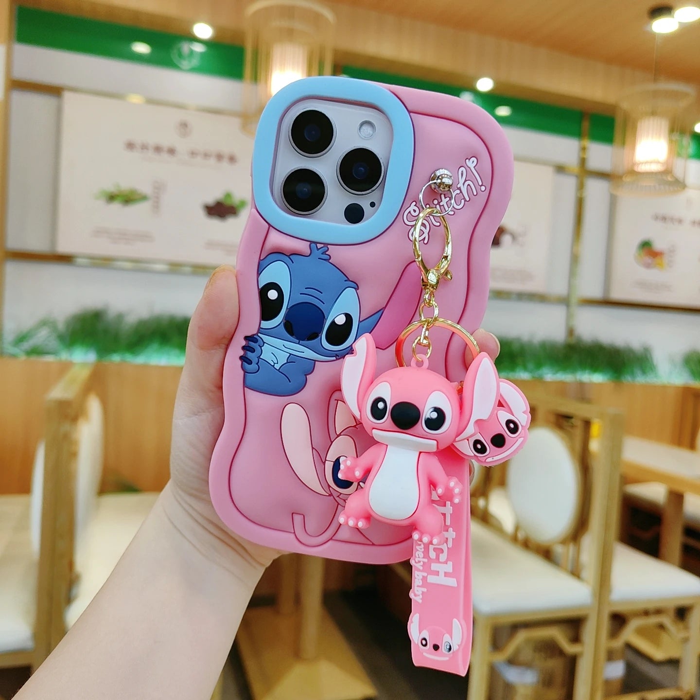 3D Cartoon Silicone Case with Keychain for iPhone – Cute Soft Shockproof Cover
