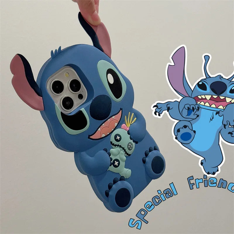 Cute 3D Stitch Cartoon Silicone Phone Case for iPhone Models