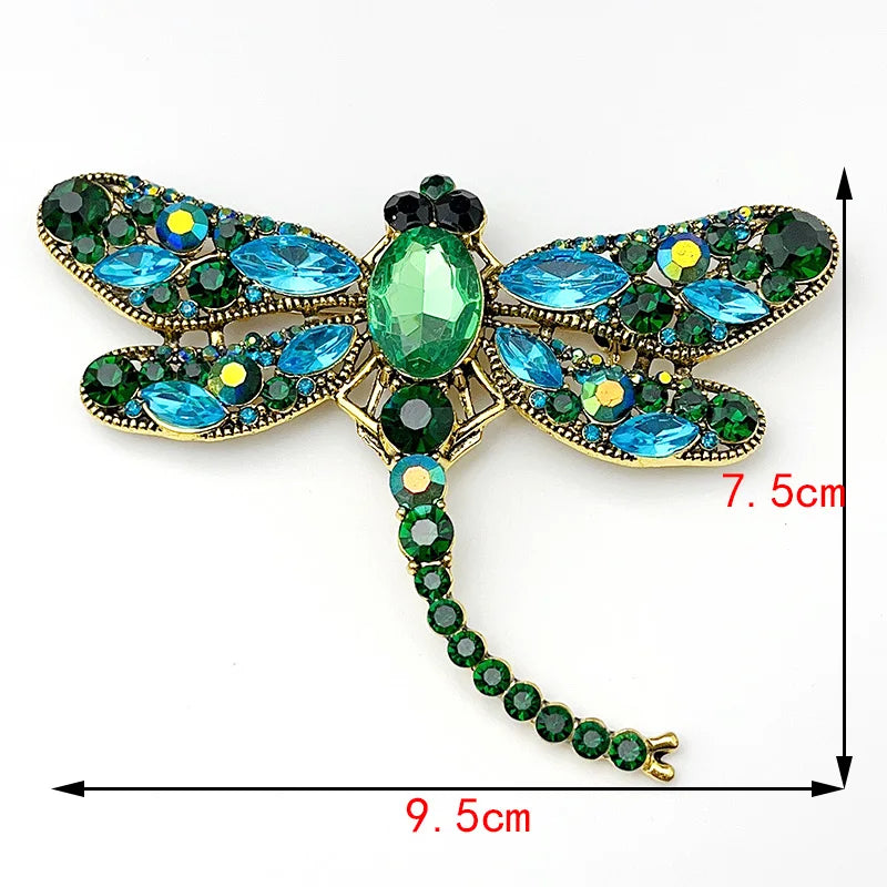 Colorful Dragonfly Rhinestone Brooch Pin for Women – Elegant Insect Jewelry Accessory