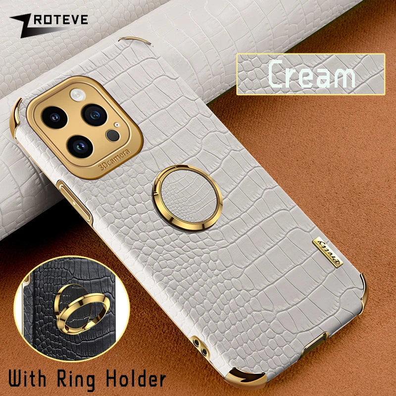 Luxury Crocodile Leather Pattern Phone Case – Gold Plating Silicone Cover