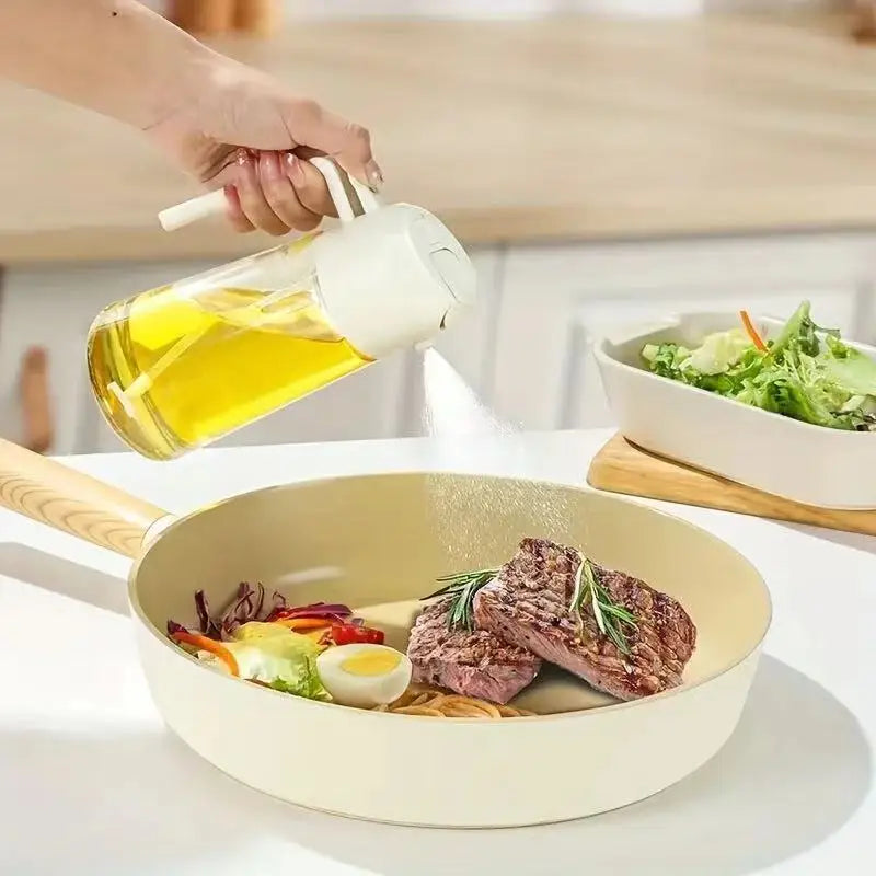 2 in 1 Olive Oil Dispenser and Sprayer – 16oz Bottle for Kitchen Use