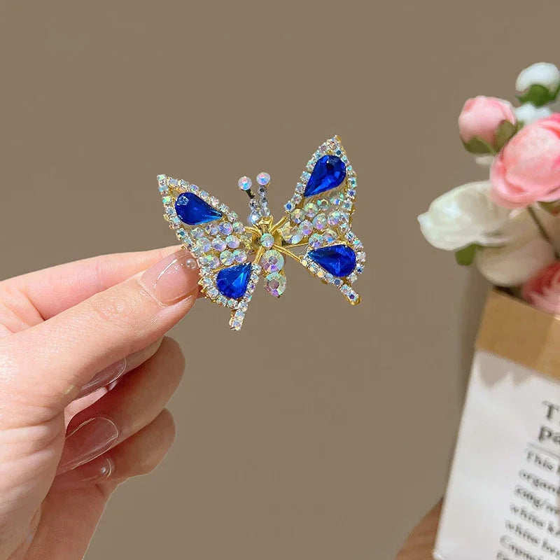 Butterfly Rhinestone Hair Clip for Women – Sparkling Crystal Barrette, Elegant Side Hairpin, Decorative Hair Accessory