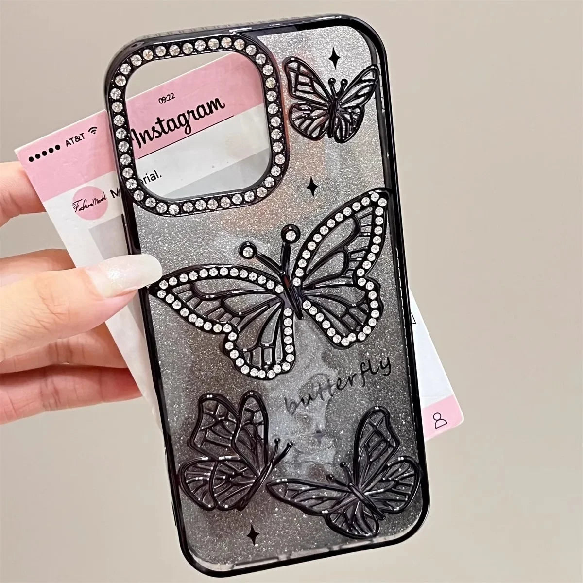Diamond Butterfly Phone Case – Luxury Plating Soft Silicone Cover