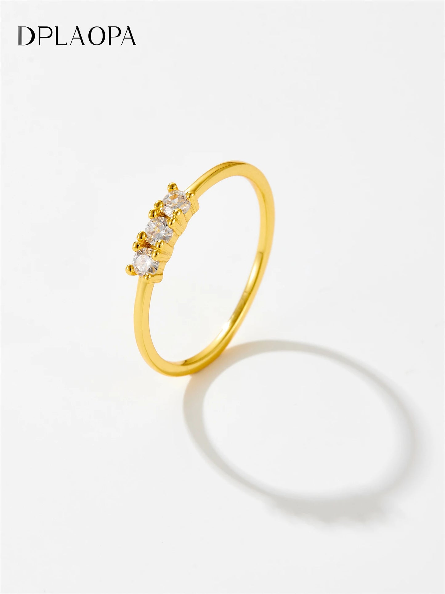Gold Zircon Trio Ring for Women