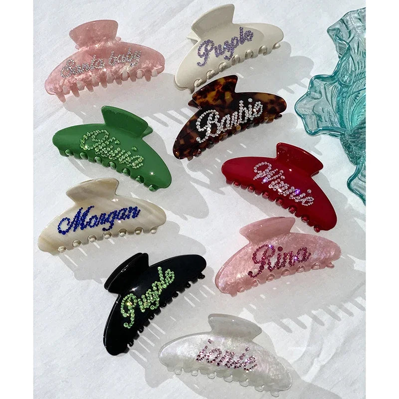 Personalized Name Hair Claw Clip for Women – Handmade Acrylic Hairpin