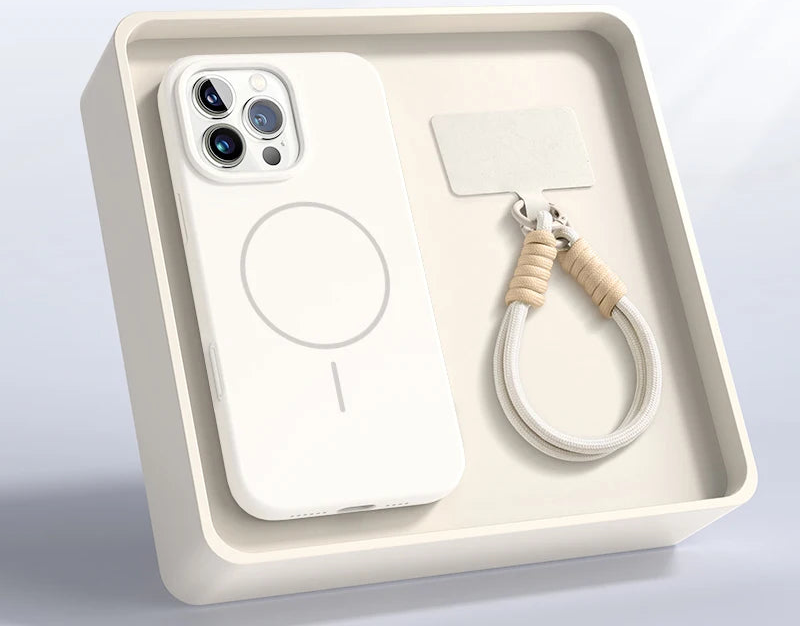 Magnetic Silicone MagSafe Case with Lanyard for iPhone