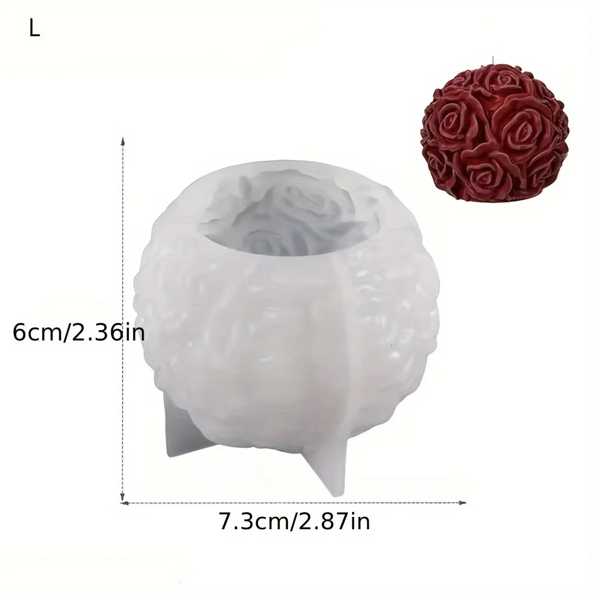 Silicone Candle Mold – 3D Rose Ball Design for DIY Candle, Resin, or Soap Crafting