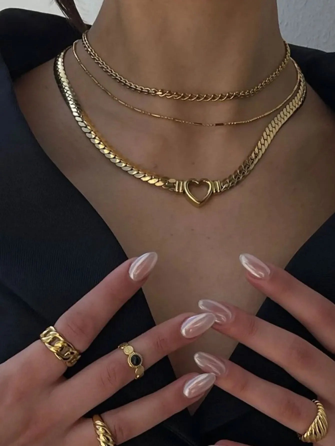 18K Gold Plated Heart Chain Necklace – Stainless Steel Unisex