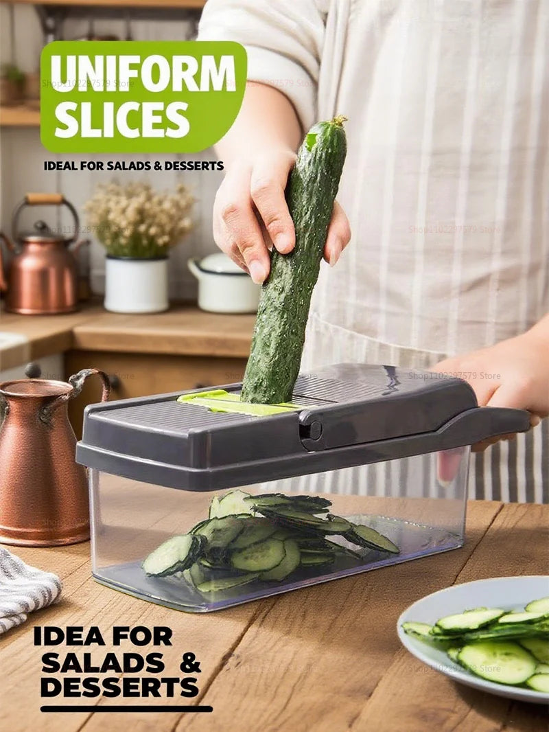 14-in-1 Vegetable Cutter – Multi-Function Slicer, Grater & Chopper