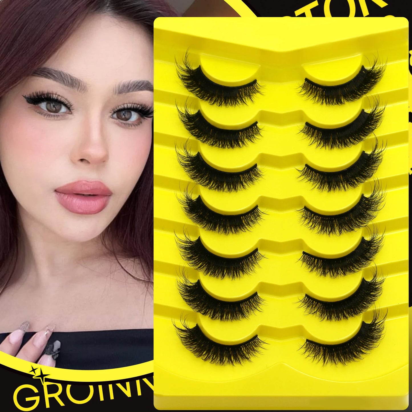 Cat Eye False Eyelashes – 5 Pairs Fluffy Full Strip Lashes