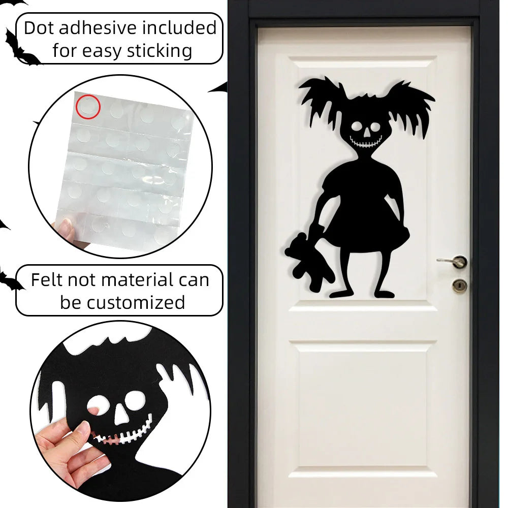Black Halloween Door Sticker Decoration Bold, Creepy, and Perfect for Any Front Door