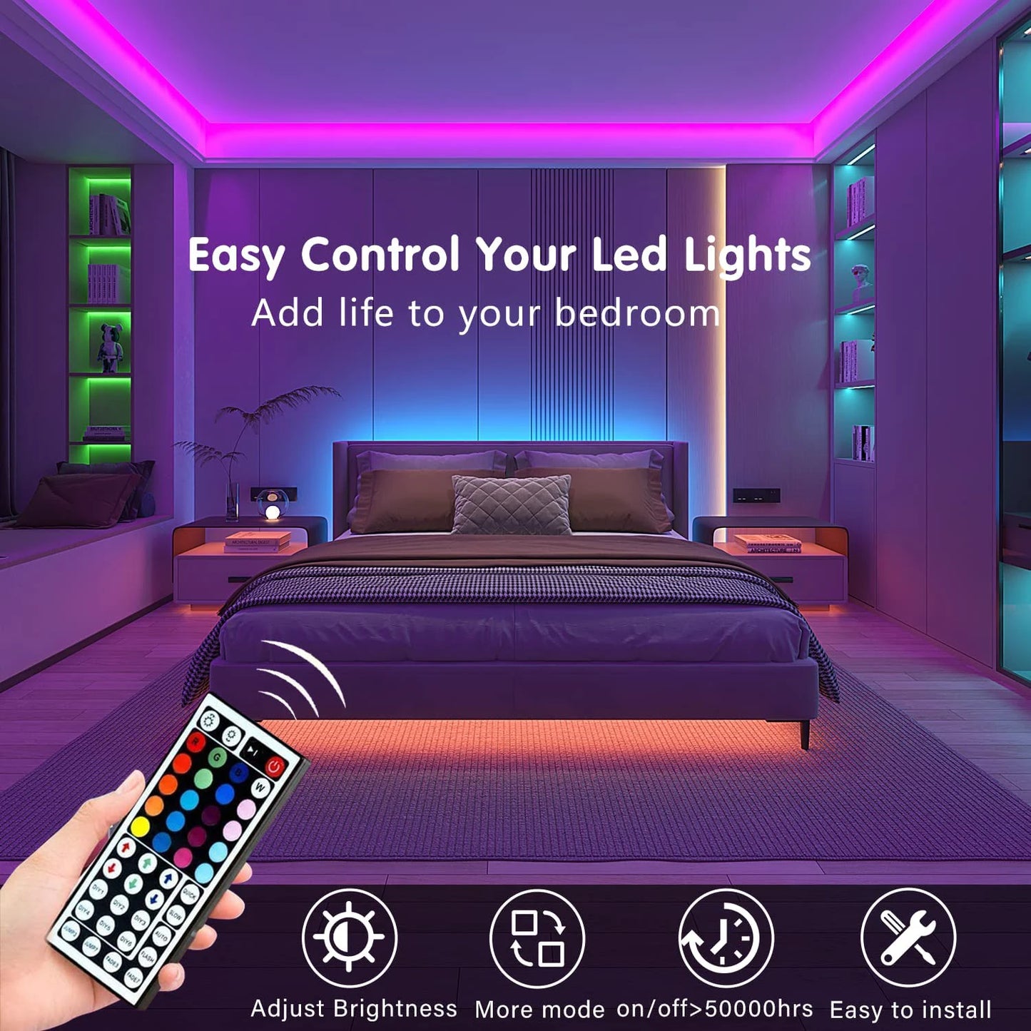 RGB LED Strip Lights with Remote Control – Color Changing Light Strips for Bedroom, TV, and Party Decor