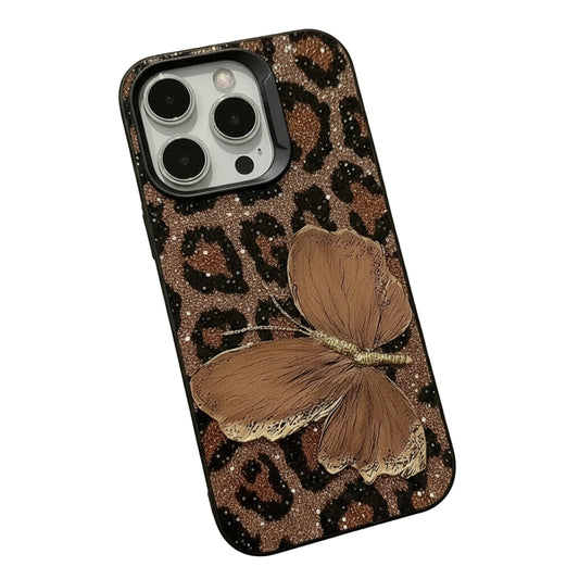 Brown Butterfly Leopard Print Phone Case for iPhone 17 16 15 14 13 12 Pro Max