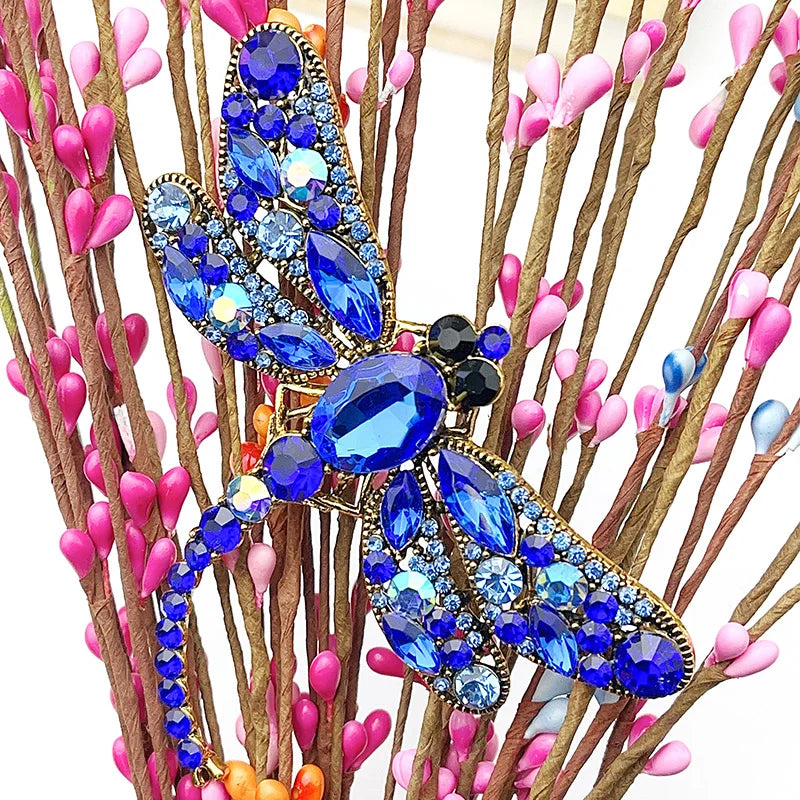 Colorful Dragonfly Rhinestone Brooch Pin for Women – Elegant Insect Jewelry Accessory