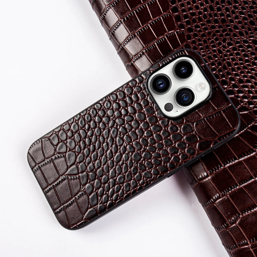 Genuine Leather Alligator Pattern Case for iPhone