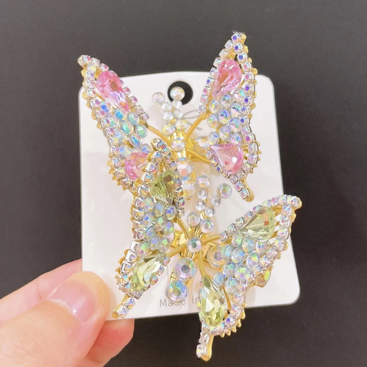 Butterfly Rhinestone Hair Clip for Women – Sparkling Crystal Barrette, Elegant Side Hairpin, Decorative Hair Accessory