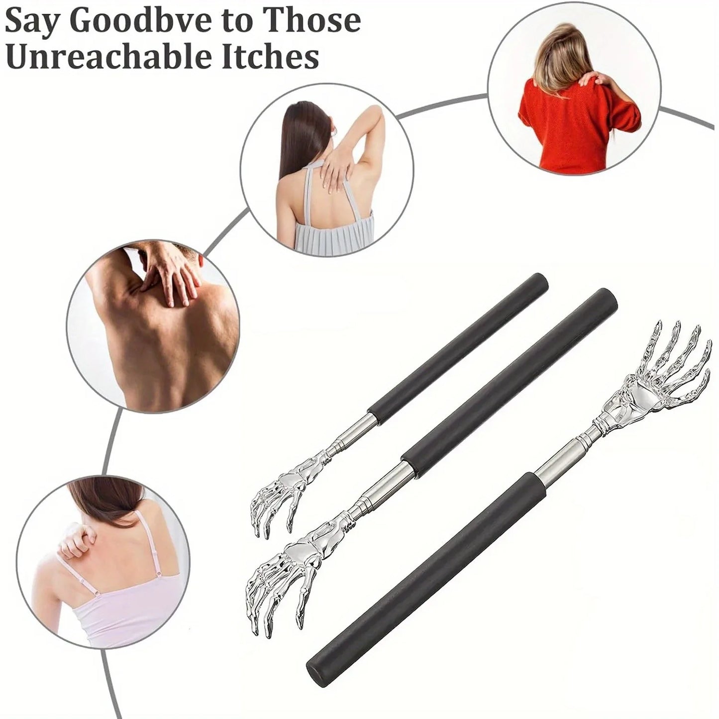 Portable Extendable Back Scratcher – Stainless Steel Telescopic Massager