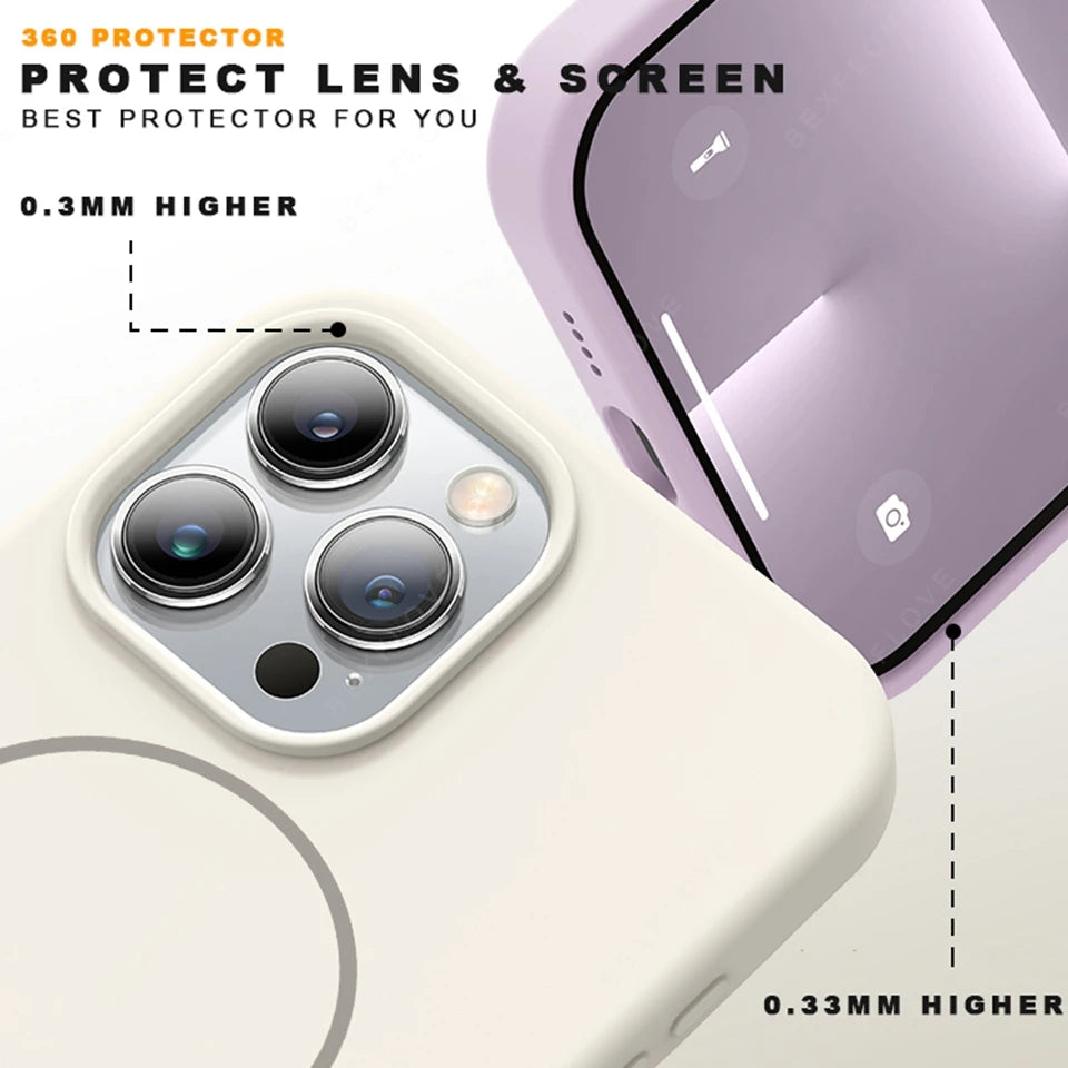 Magnetic Silicone MagSafe Case with Lanyard for iPhone