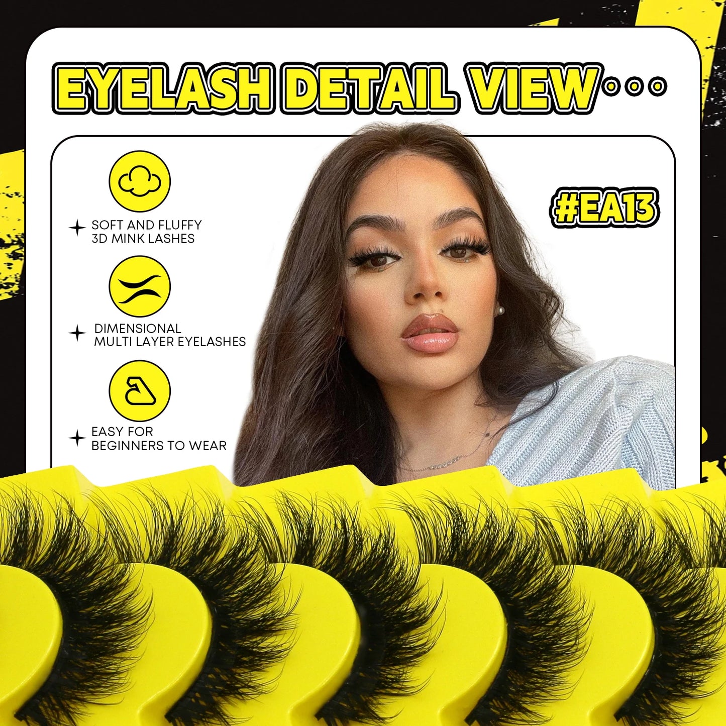 Cat Eye False Eyelashes – 5 Pairs Fluffy Full Strip Lashes