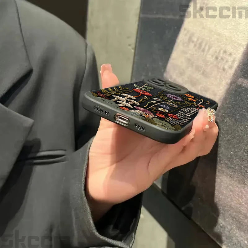 Embossed Floral Pattern Soft Case for iPhone