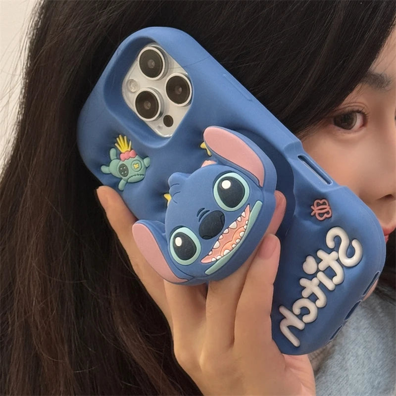 Cute 3D Stitch Cartoon Silicone Phone Case for iPhone Models