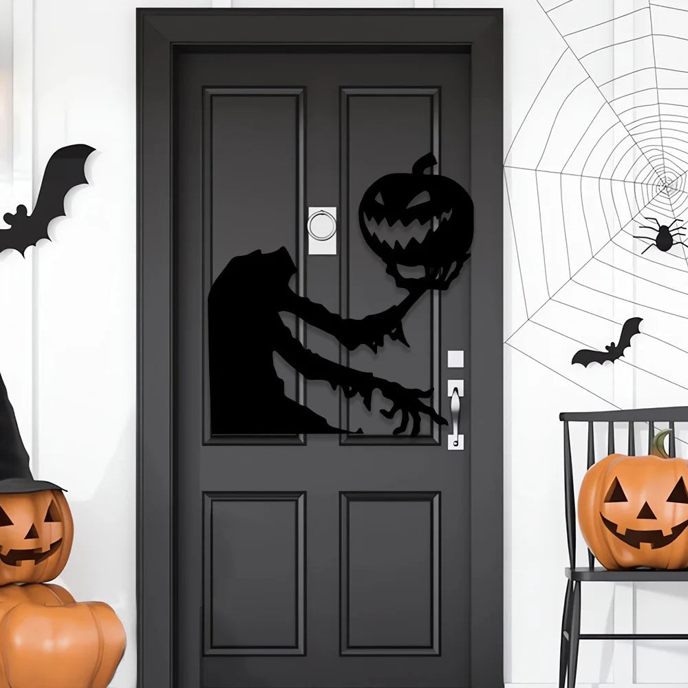 Black Halloween Door Sticker Decoration Bold, Creepy, and Perfect for Any Front Door