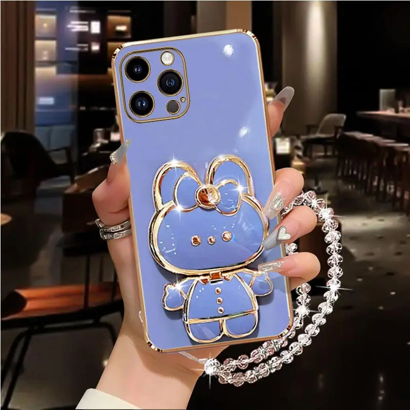 Diamond Mirror Rabbit Holder Case for iPhone