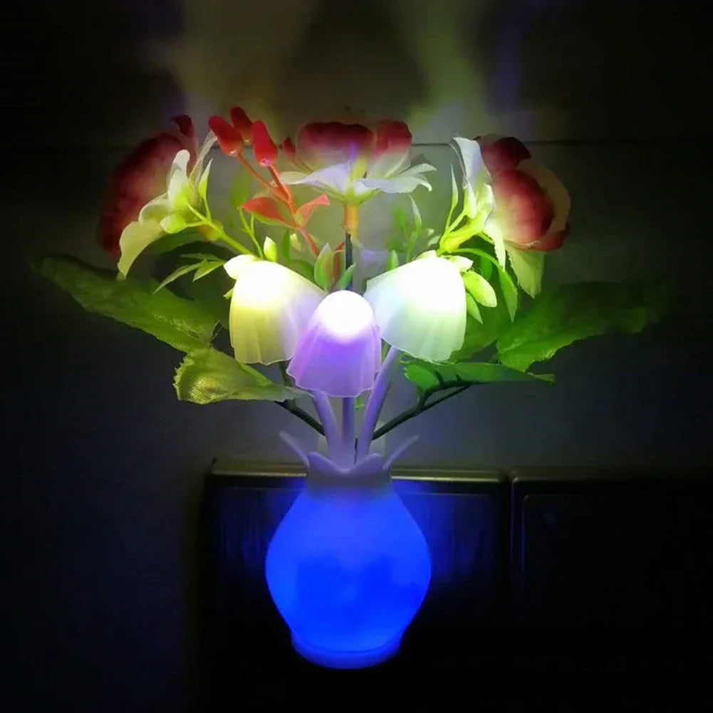 LED Rose Flower Night Light – Auto Sensor Mushroom Lamp for Cozy Home Decor