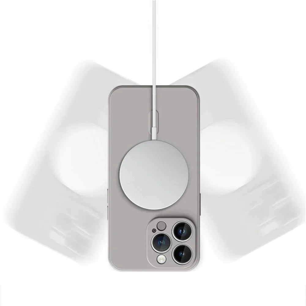 MagSafe-Compatible Liquid Silicone Case for iPhone – Soft Shockproof Cover