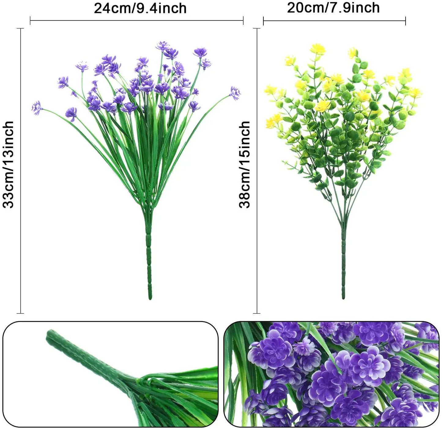 Artificial Flowers for Outdoor and Home Garden Decoration – UV Resistant Plastic Greenery Shrubs