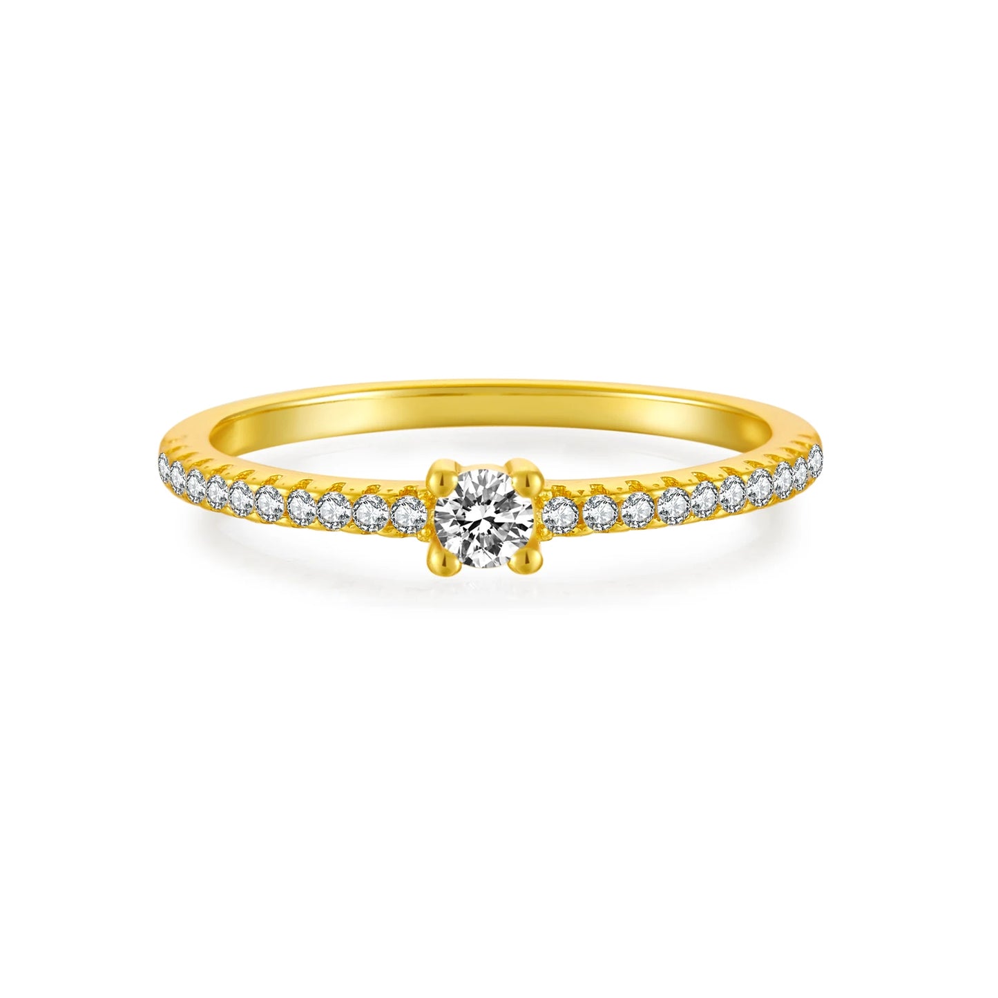 Gold Zircon Trio Ring for Women