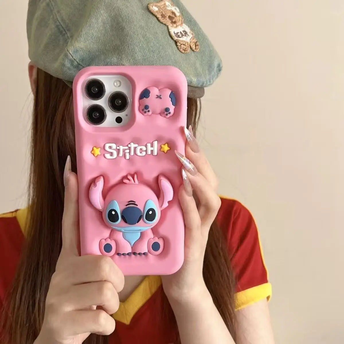Cute 3D Stitch Cartoon Silicone Phone Case for iPhone Models