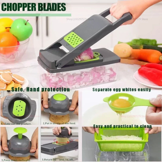 14-in-1 Vegetable Cutter – Multi-Function Slicer, Grater & Chopper