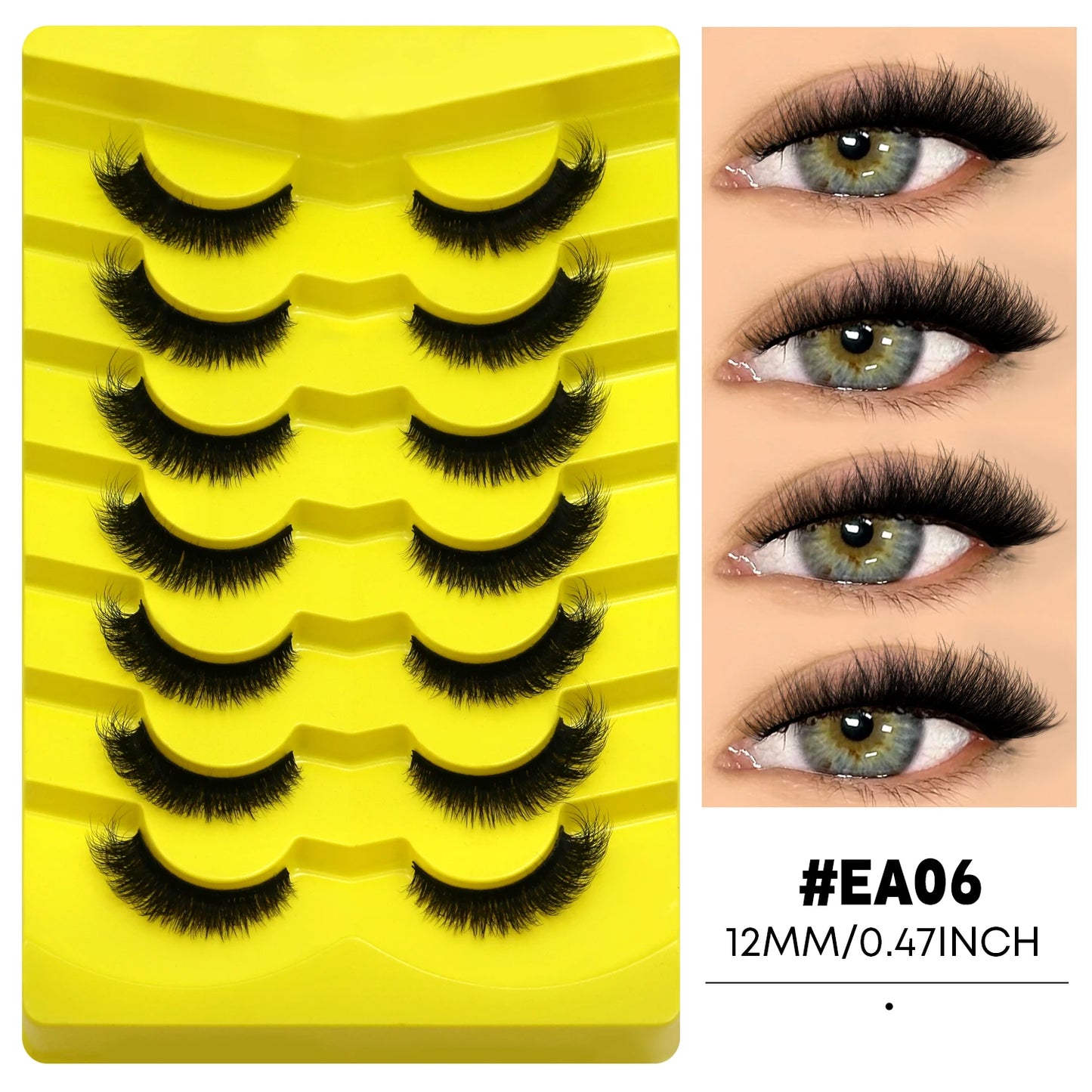 Cat Eye False Eyelashes – 5 Pairs Fluffy Full Strip Lashes