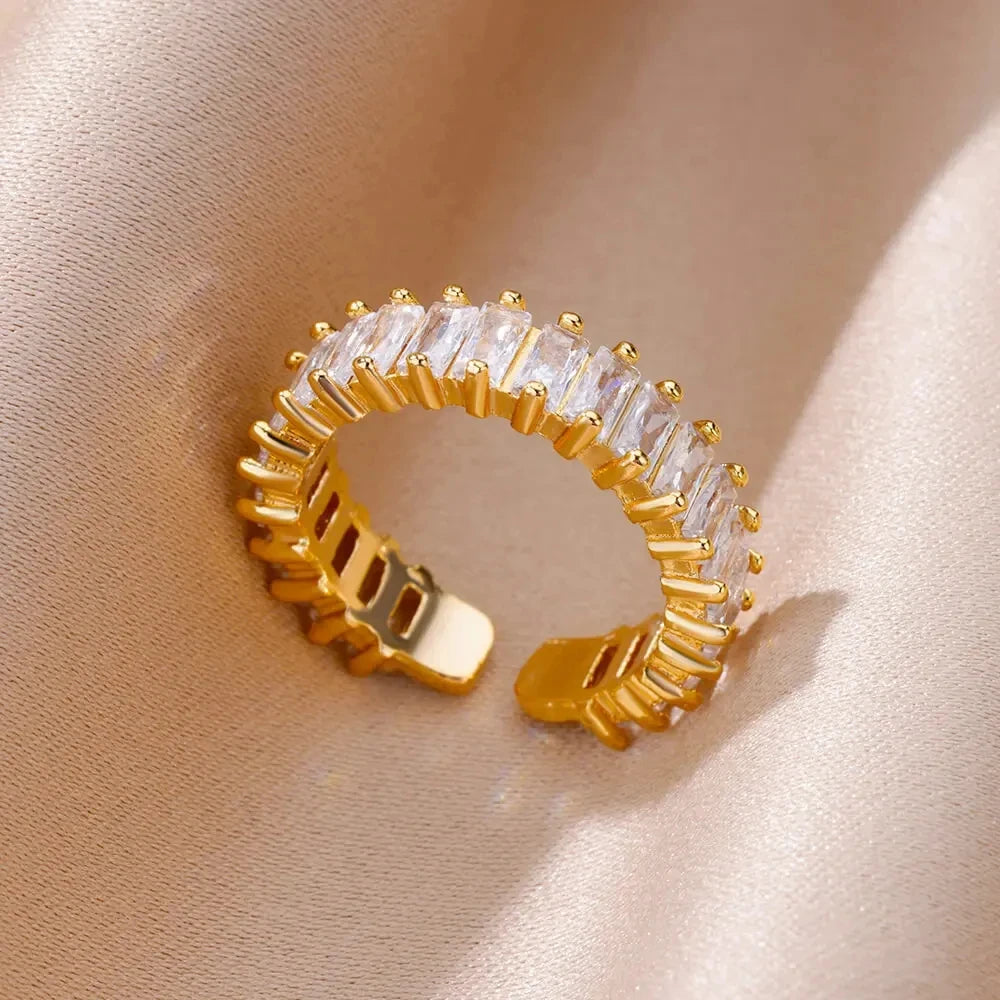 316L Stainless Steel Gold Rings – Luxury Adjustable Women’s Jewelry