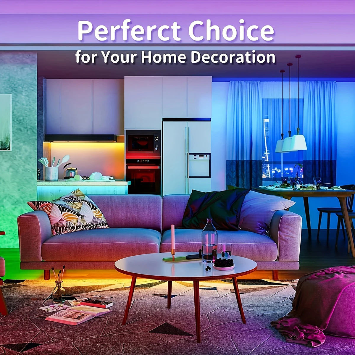 RGB LED Strip Lights with Remote Control – Color Changing Light Strips for Bedroom, TV, and Party Decor