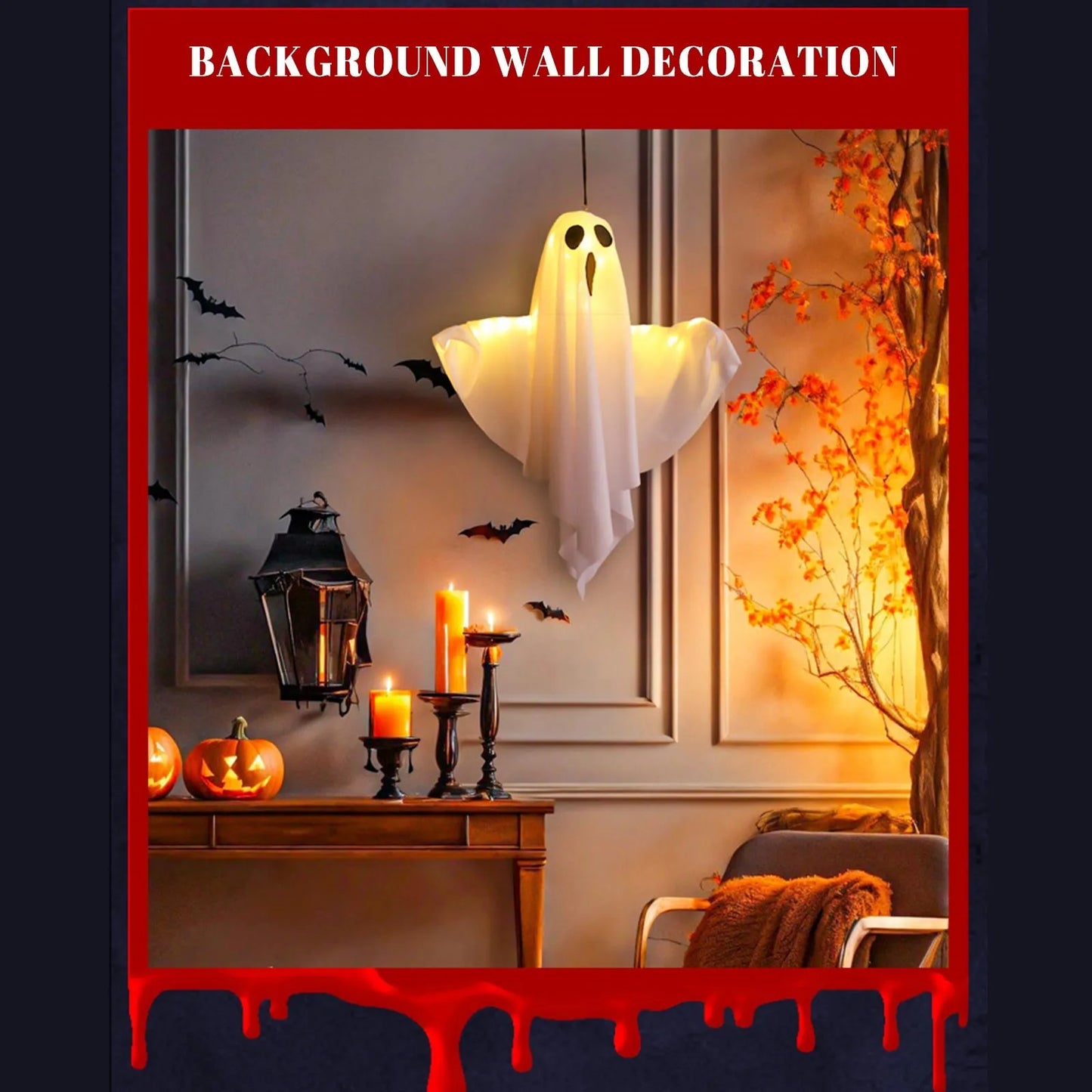 Halloween Light-Up Hanging Ghosts  Bright, Fun, and Perfect for Indoor or Outdoor Displays